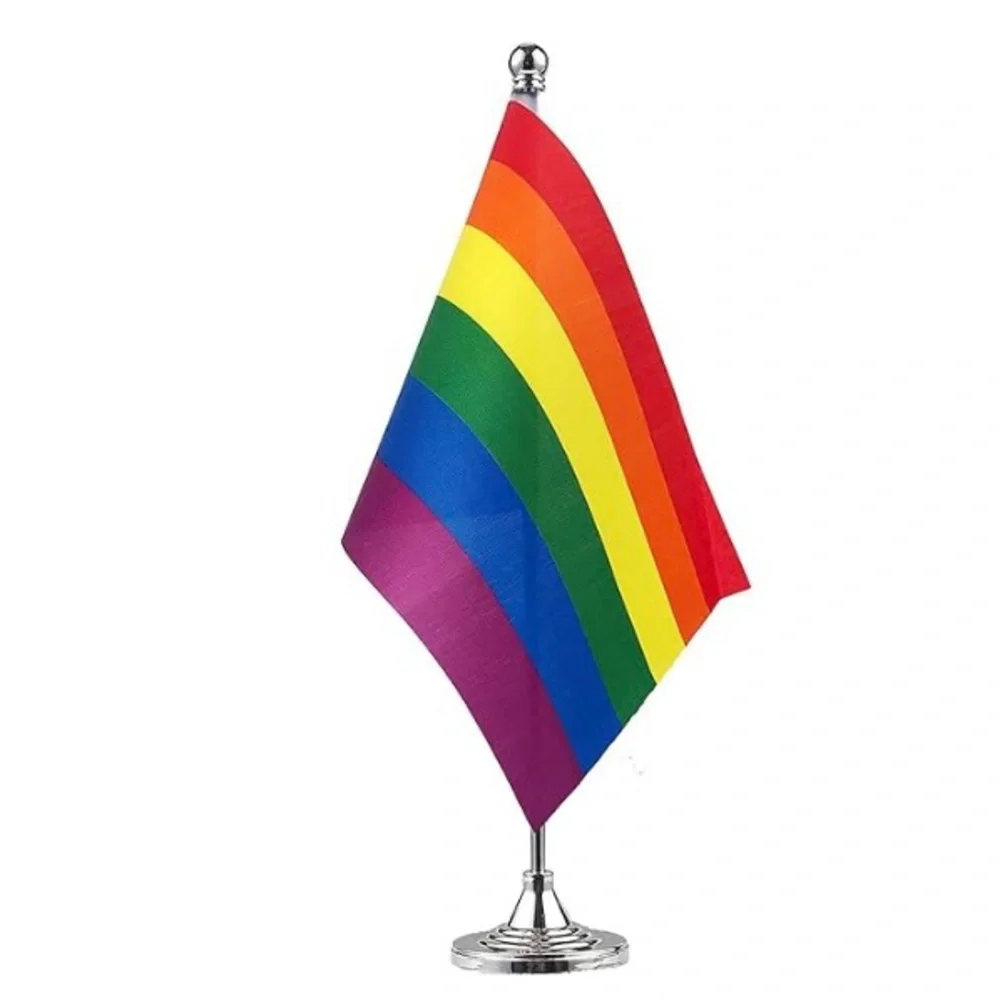 6 Vibrant Rainbow Tabletop Flags Party Decorations Set of 6 Flags